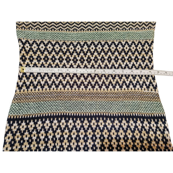 Pink Rose Bodycon Mini Sweater Dress 3/4 Sleeve Fairisle Striped Green Womens S - Picture 6 of 7